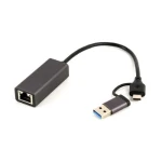 Мережевий адаптер USB 3.1 / Type-C - Ethernet, 10/1000 Мбіт/с, Grey, Cablexpert (A-USB3AC-LAN-01) - Зображення 2