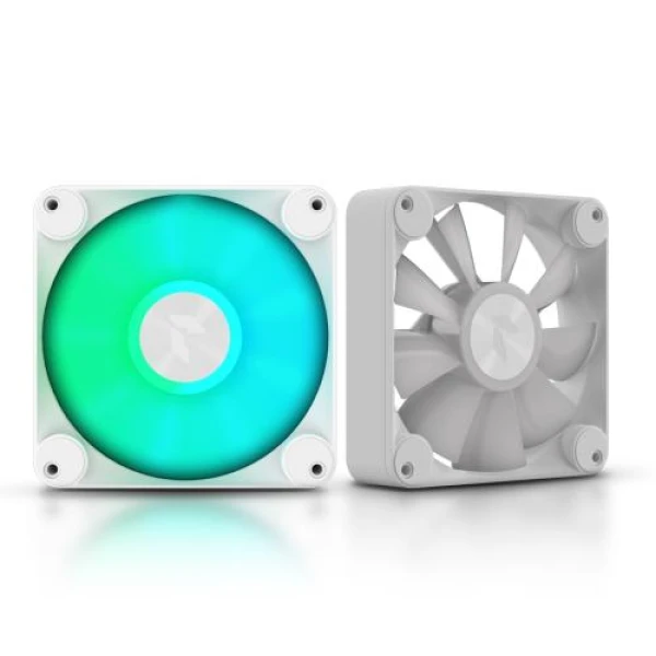 Вентилятор 120 мм, APNX FP1-120 PWM ARGB, White, 120х120х30 мм, ARGB підсвічування, 500 - 1600 об/хв, 15.3 - 33.2 дБ, 4-pin (PWM) + 3-pin (ARGB), гідродинамічний підшипник (APF3-PF11217.21)