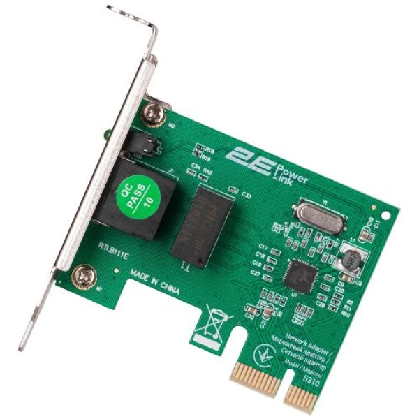 Мережева карта PCI-E x1, 2E S310, 10/100/1000 Мбіт/сек, RTL8111H (2E-S310)