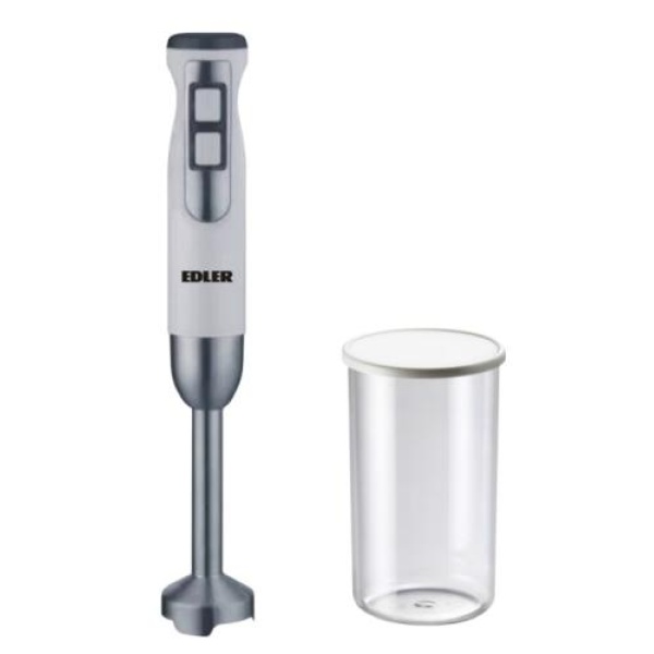 Блендер Edler EDHB-1486, White, 800W, занурювальний, 2 швидкості з плавним регулюванням, мірний стакан 600мл, вінчик для збивання, нога та леза з нержавіючої сталі