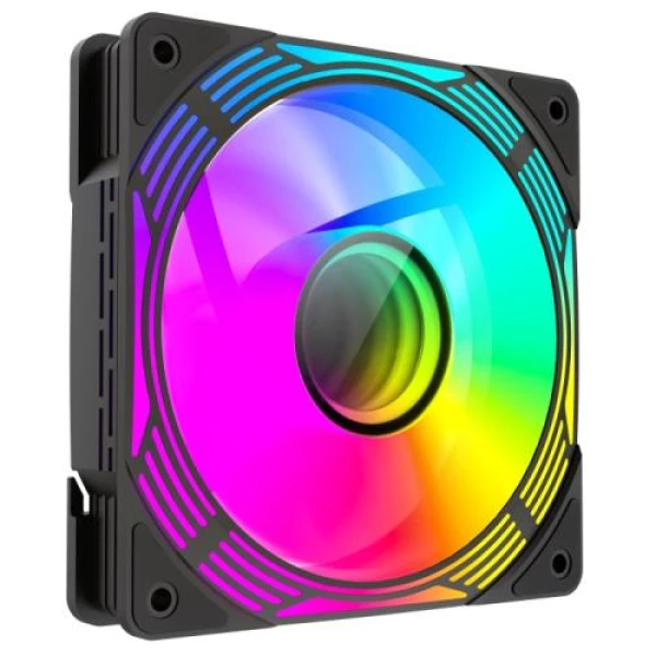 Вентилятор 120 мм, GameMax FN12A-C8I, Black, 120х120х25 мм, ARGB підсвічування, 800-1600 об/хв, до 31.21 дБ, 4-pin (PWM, 50 см) / 3-pin (ARGB, 50 см), гідродинамічний підшипник