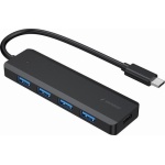 Хаб USB Gembird UHB-CM-U3P4P-01, Black, Type-C 3.1 - 4xUSB 3.1, кабель 15 см