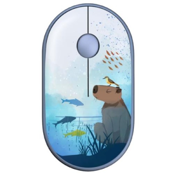 Миша бездротова 2E MF300 Silent, Capybara: Swim, Bluetooth / USB (2.4GHz), оптична, 1600 dpi, 3 кнопки, до 10 м, 1xAA (2E-MF300WCAPIBARABL)