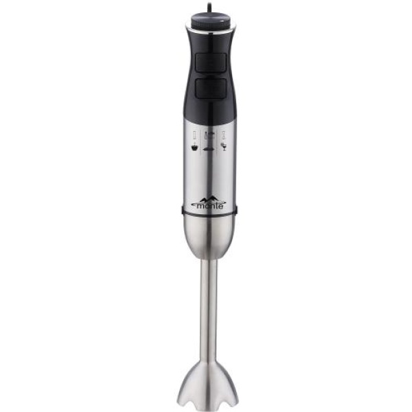 Блендер Monte MT-1917, Black/Inox, 1500W, занурювальний, 2 швидкості з плавним регулюванням, 4-пелюстковий ніж із титановим покриттям, ножка з нержавіючої сталі