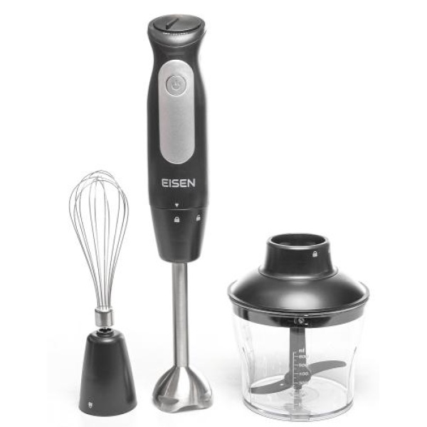 Блендер Eisen EHB-632, Black, 600W, занурювальний, 3 швидкості з плавним регулюванням, подрібнювач 650мл, вінчик