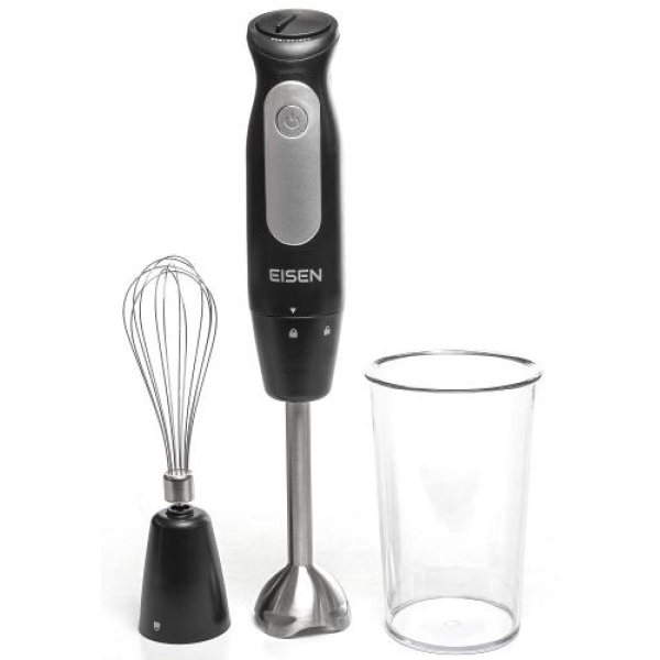 Блендер Eisen EHB-631, Black, 600W, занурювальний, 3 швидкості з плавним регулюванням, склянка 800мл, вінчик