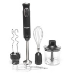 Блендер Eisen EBS-133M, Black, 1000W, занурювальний, 2 швидкості з плавним регулюванням, турбо режим, подрібнювач 400мл, склянка 500мл, насадка-міксер, гаки для тіста, вінчик
