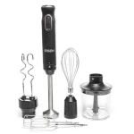 Блендер Eisen EBS-133M, Black, 1000W, занурювальний, 2 швидкості з плавним регулюванням, турбо режим, подрібнювач 400мл, склянка 500мл, насадка-міксер, гаки для тіста, вінчик