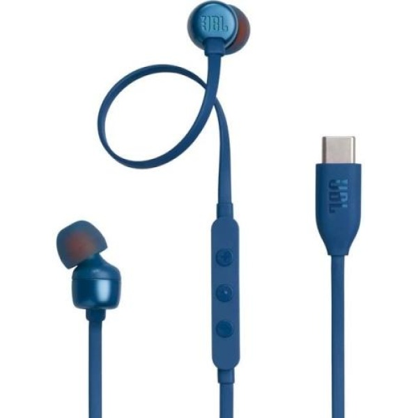 Навушники JBL Tune 310, Blue, 3.5 мм, мікрофон, однокнопковий пульт керування, технологія "Pure Bass", алюмінієві вставки (JBLT310CBLU)