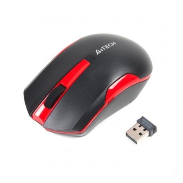 Миша A4Tech G3-200N, Black/Red, USB, бездротова, оптична (сенсор V-Track), 1000 dpi, 3 кнопки, 1xAA