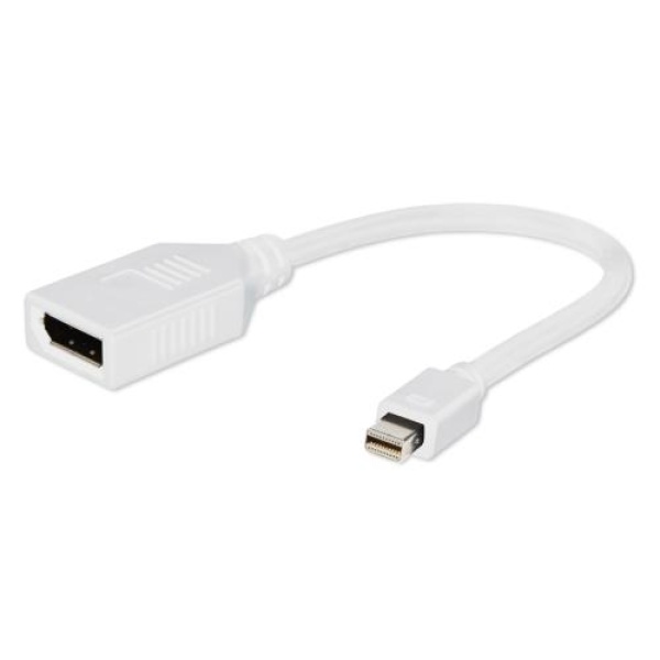 Перехідник miniDisplayPort (M) - DisplayPort (F), Cablexpert, White, 10 см (A-mDPM-DPF-001-W)