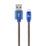 Кабель USB AM - Type-C, 1 м, Blue, Cablexpert, 2.1A (CC-USB2J-AMCM-1M-BL)