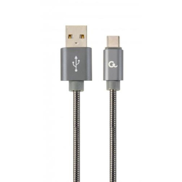 Кабель USB AM - Type-C, 1 м, Grey, Cablexpert, 2.1A (CC-USB2S-AMCM-1M-BG)