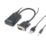 Перехідник VGA (M) - HDMI (F), Cablexpert, Black, 15 см, 3.5 мм для передачі звуку, microUSB для додаткового живлення (A-VGA-HDMI-01) - Зображення 2