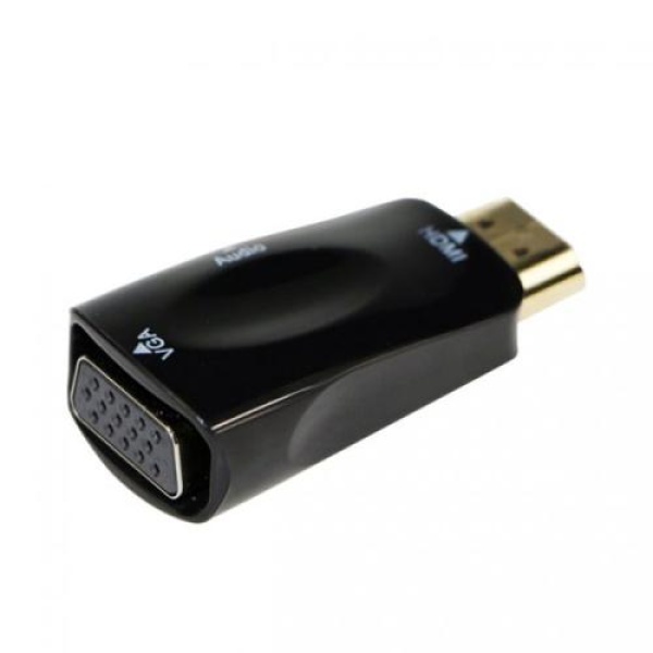 Перехідник HDMI (M) - VGA (F), Cablexpert, Black, 3.5 мм для передачі звуку (AB-HDMI-VGA-02)