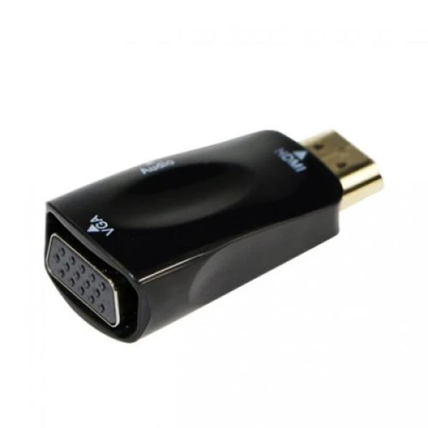 Перехідник HDMI (M) - VGA (F), Cablexpert, Black, 3.5 мм для передачі звуку (AB-HDMI-VGA-02)