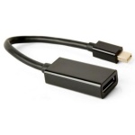Перехідник miniDisplayPort (M) - DisplayPort (F), Cablexpert, Black, 10 см, 4K (A-mDPM-DPF4K-01)