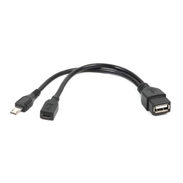 Кабель USB AF - microUSB (M) / microUSB (F), 15 см, Black, Cablexpert (A-OTG-AFBM-04)