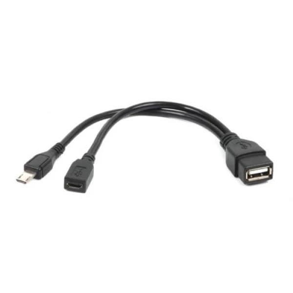 Кабель USB AF - microUSB (M) / microUSB (F), 15 см, Black, Cablexpert (A-OTG-AFBM-04)