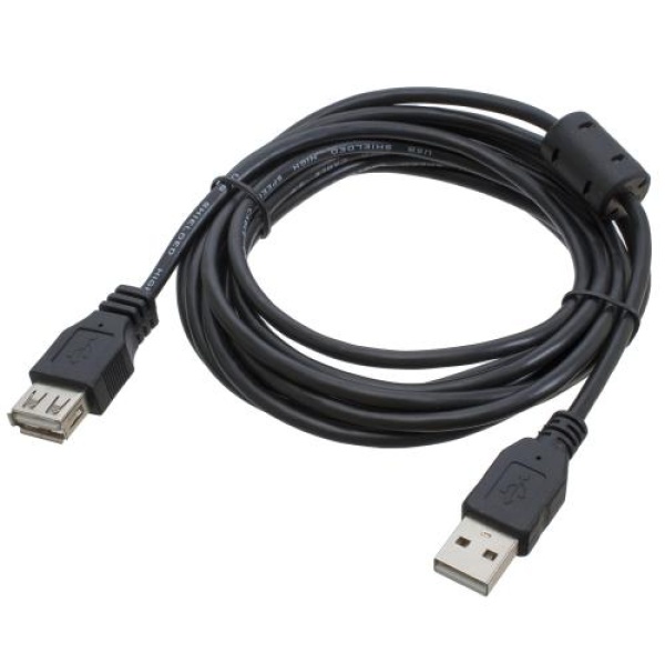 Кабель USB 2.0 AM - USB AF, 3 м, Black, Patron, феритовий фільтр (PN-AMAF-30F)