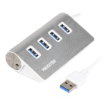 Хаб USB Maxxter HU3A-4P-01, Silver, USB 3.0 - 4xUSB 3.0, кабель 30 см, алюмінієвий корпус