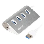 Хаб USB Maxxter HU3A-4P-01, Silver, USB 3.0 - 4xUSB 3.0, кабель 30 см, алюмінієвий корпус