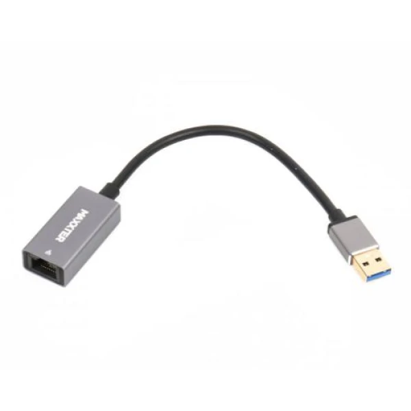 Мережевий адаптер USB Maxxter NEA-U3-01 с USB на Gigabit Ethernet, 1000 Mbps, металл, темно-серый