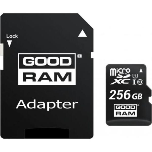 Карта пам'яті microSDXC, 256Gb, Goodram M1AA, Class 10 UHS-I U1, SD адаптер, до 100/10 МБ/с (M1AA-2560R12)