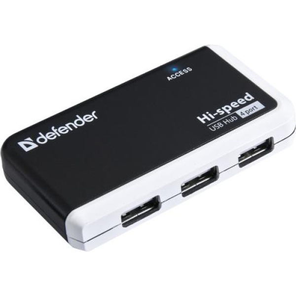 Хаб USB Defender Quadro Infix, Black, USB 2.0 - 4xUSB 2.0, кабель 12 см (83504)