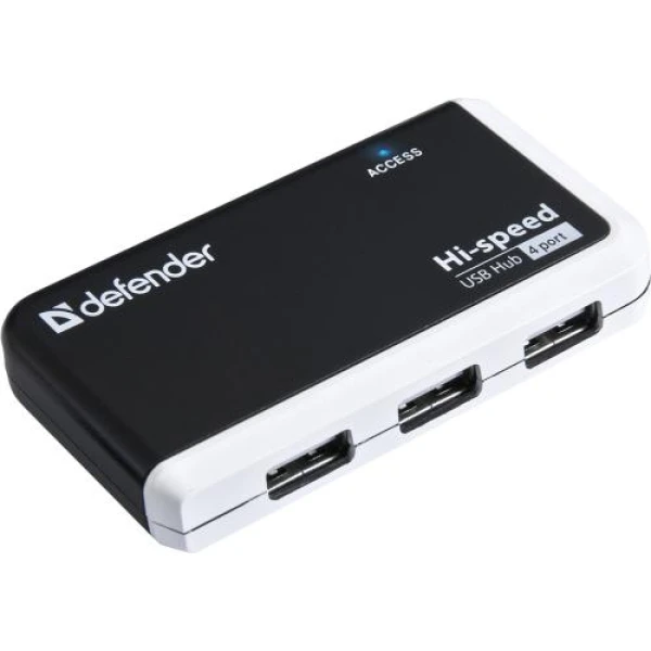 Хаб USB Defender Quadro Infix, Black, USB 2.0 - 4xUSB 2.0, кабель 12 см (83504)
