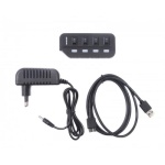 Хаб USB Maxxter HU2A-4P-AC-02, Black, USB 2.0 - 4xUSB 2.0, кабель 1 м, блок живлення, індивідуальні вимикачі на кожний порт - Зображення 4