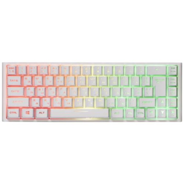 Клавіатура бездротова 2E KG360 GAMING, White, 2.4GHz, мембранна, компактна, RGB-підсвічування (3 режими), захист від вологи, м'який тайпінг, 1000 mAh (2E-KG360UWT)