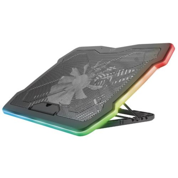Підставка для ноутбука до 17" Trust GXT 1126 Aura, Black, 1x20 см вентилятор, RGB підсвічування, металеве сітчасте верхнє покриття, 421х312х26 мм, 1 кг (24192)