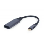 Перехідник Type-C (M) - DisplayPort (F), Cablexpert, Black, 15 см, 4K (A-USB3C-DPF-01)