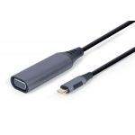 Перехідник Type-C (M) - VGA (F), Cablexpert, Black, 15 см, до 1080p / 60 Гц (A-USB3C-VGA-01) - Зображення 2