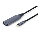 Перехідник Type-C (M) - VGA (F), Cablexpert, Black, 15 см, до 1080p / 60 Гц (A-USB3C-VGA-01) - Зображення 2