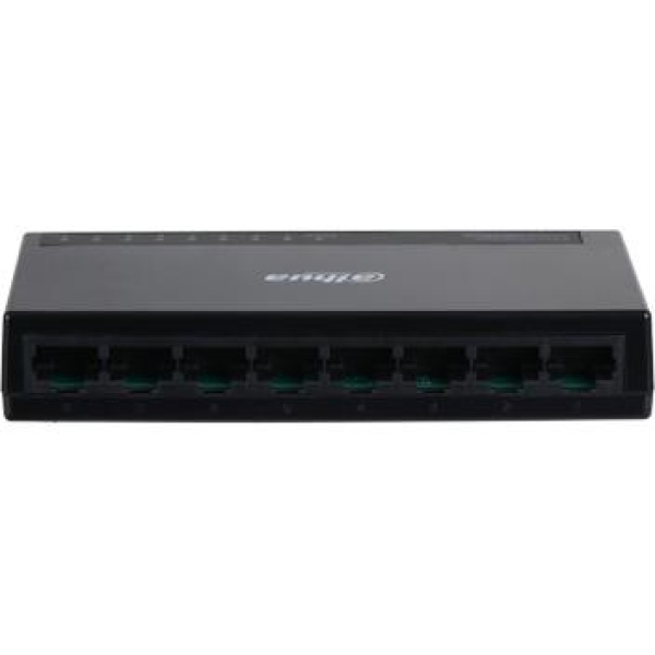 Комутатор Dahua DH-PFS3008-8GT-L Black, 8x RJ45 (10/100/1000M), до 16 Гбит, 11.9Mpps, DC 5В/1А; -10º ~ +55ºC; 125x65x22 мм.