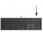 Клавіатура A4Tech FX60H "Fstyler", Black/Grey, USB, біле LED підсвічування, ультратонка, перемикачі Scissor, 2xUSB, 12 мультимедійних кнопок, захист від бризок, 1.5 м, UA/RU/US