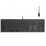 Клавіатура A4Tech FX60H "Fstyler", Black/Grey, USB, біле LED підсвічування, ультратонка, перемикачі Scissor, 2xUSB, 12 мультимедійних кнопок, захист від бризок, 1.5 м, UA/RU/US