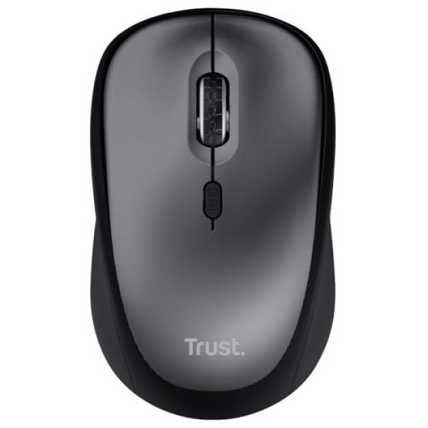 Миша бездротова Trust Yvi+ Silent, Grey/Black, USB, оптична, 800/1600 dpi, 4 кнопки, гніздо для зберігання приймача USB, 1xAA (24549)