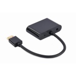 Перехідник HDMI (M) - HDMI (F) / VGA (F), Cablexpert, Black, 15 см, 3.5 мм для передачі звуку, microUSB для додаткового живлення (A-HDMIM-HDMIFVGAF-01) - Зображення 2