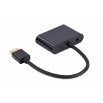 Перехідник HDMI (M) - HDMI (F) / VGA (F), Cablexpert, Black, 15 см, 3.5 мм для передачі звуку, microUSB для додаткового живлення (A-HDMIM-HDMIFVGAF-01) - Зображення 2