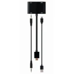 Перехідник HDMI (M) - HDMI (F) / VGA (F), Cablexpert, Black, 15 см, 3.5 мм для передачі звуку, microUSB для додаткового живлення (A-HDMIM-HDMIFVGAF-01) - Зображення 4