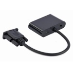 Перехідник VGA (M) - HDMI (F) / VGA (F), Cablexpert, Black, 15 см, 3.5 мм для передачі звуку, microUSB для додаткового живлення (A-VGA-HDMI-02) - Зображення 2