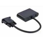Перехідник VGA (M) - HDMI (F) / VGA (F), Cablexpert, Black, 15 см, 3.5 мм для передачі звуку, microUSB для додаткового живлення (A-VGA-HDMI-02) - Зображення 2