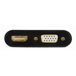 Перехідник VGA (M) - HDMI (F) / VGA (F), Cablexpert, Black, 15 см, 3.5 мм для передачі звуку, microUSB для додаткового живлення (A-VGA-HDMI-02) - Зображення 3