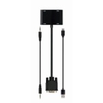 Перехідник VGA (M) - HDMI (F) / VGA (F), Cablexpert, Black, 15 см, 3.5 мм для передачі звуку, microUSB для додаткового живлення (A-VGA-HDMI-02) - Зображення 4
