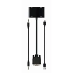 Перехідник VGA (M) - HDMI (F) / VGA (F), Cablexpert, Black, 15 см, 3.5 мм для передачі звуку, microUSB для додаткового живлення (A-VGA-HDMI-02) - Зображення 4