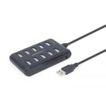 Хаб USB Gembird UHB-U2P10P-01, Black, USB 2.0 - 10xUSB 2.0, кабель 80 см