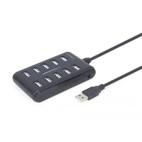 Хаб USB Gembird UHB-U2P10P-01, Black, USB 2.0 - 10xUSB 2.0, кабель 80 см